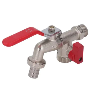 Torneira Metal Esfera Dupla Com 2 Saídas Tanque Máquina de Lavar Jardim