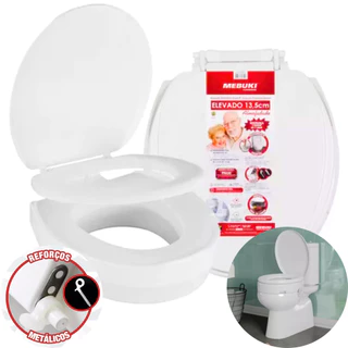 Assento Sanitário Elevado Almofadado 13,5cm Tampa Vaso Reforçado P/ Idosos Deficiência Pós Cirurgia
