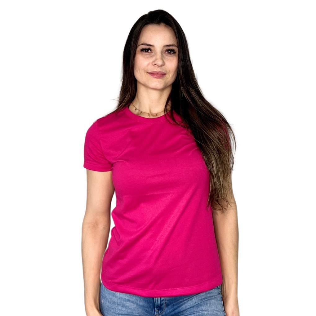 Camiseta Feminina Lisa Pink em Algodão Fio 30.1 Penteado para ...