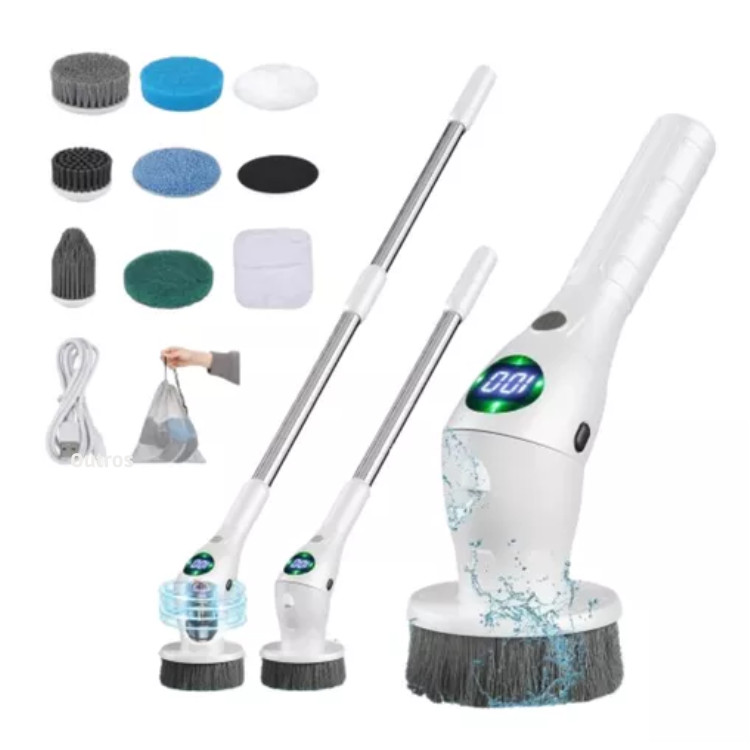 Escova de Limpeza Elétrica 8 em 1: Sem Fio, Rotativa, para Banheiro, Cozinha e Janelas.