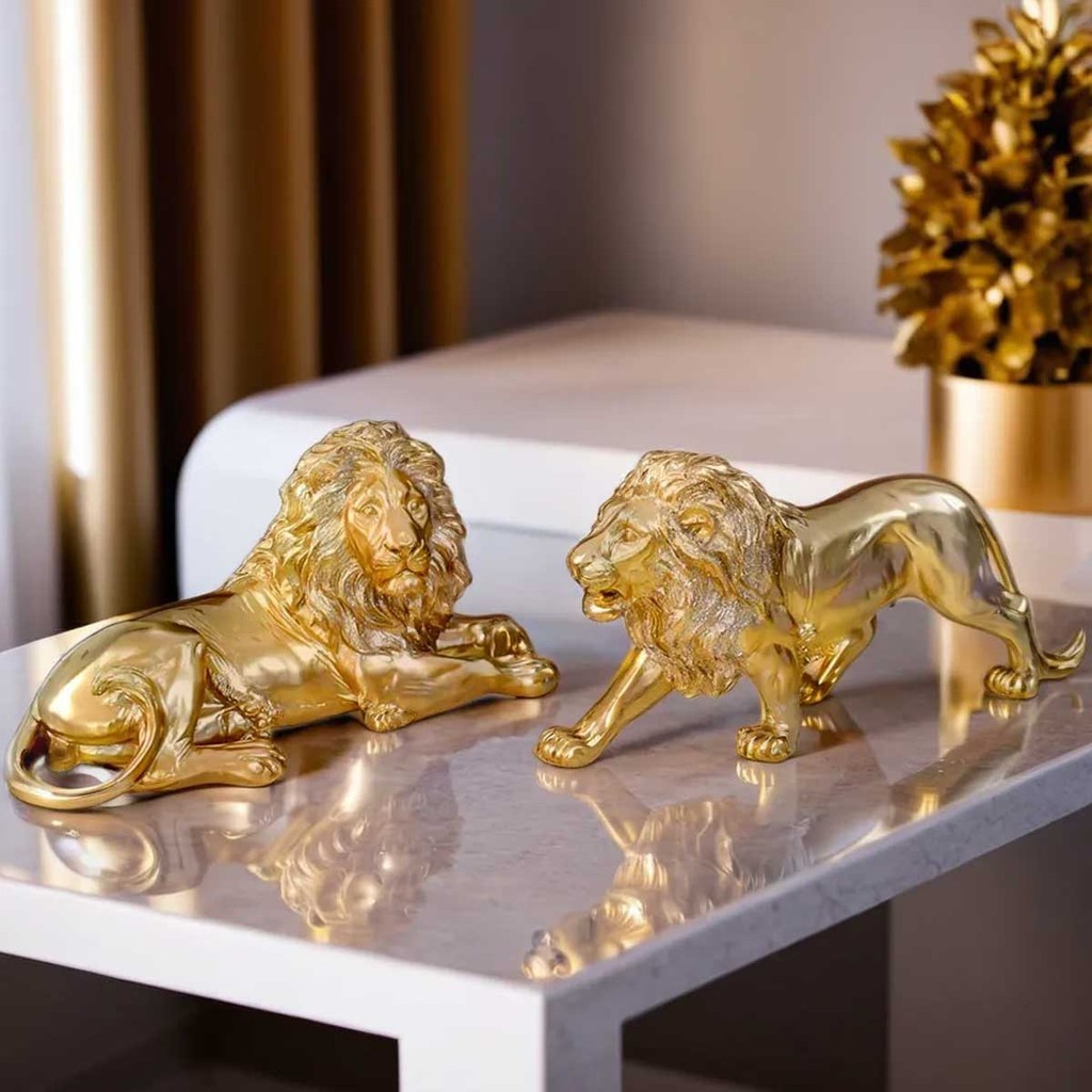 Imagem do produto Kit Leão Estatueta Escultura Decoração Sala Escritório Animal Enfeite Decorativo 5