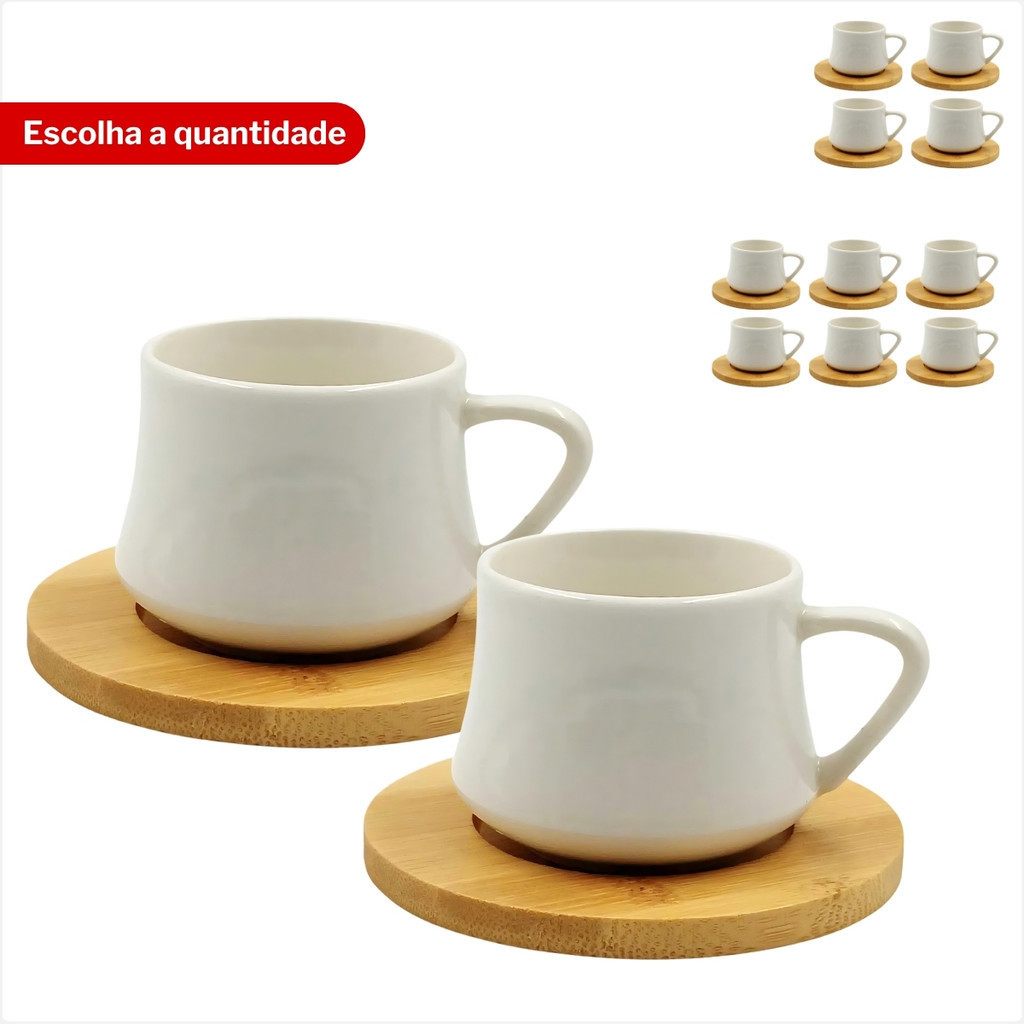 Jogo de Xicaras Sweden Para Café Com Pires Porcelana