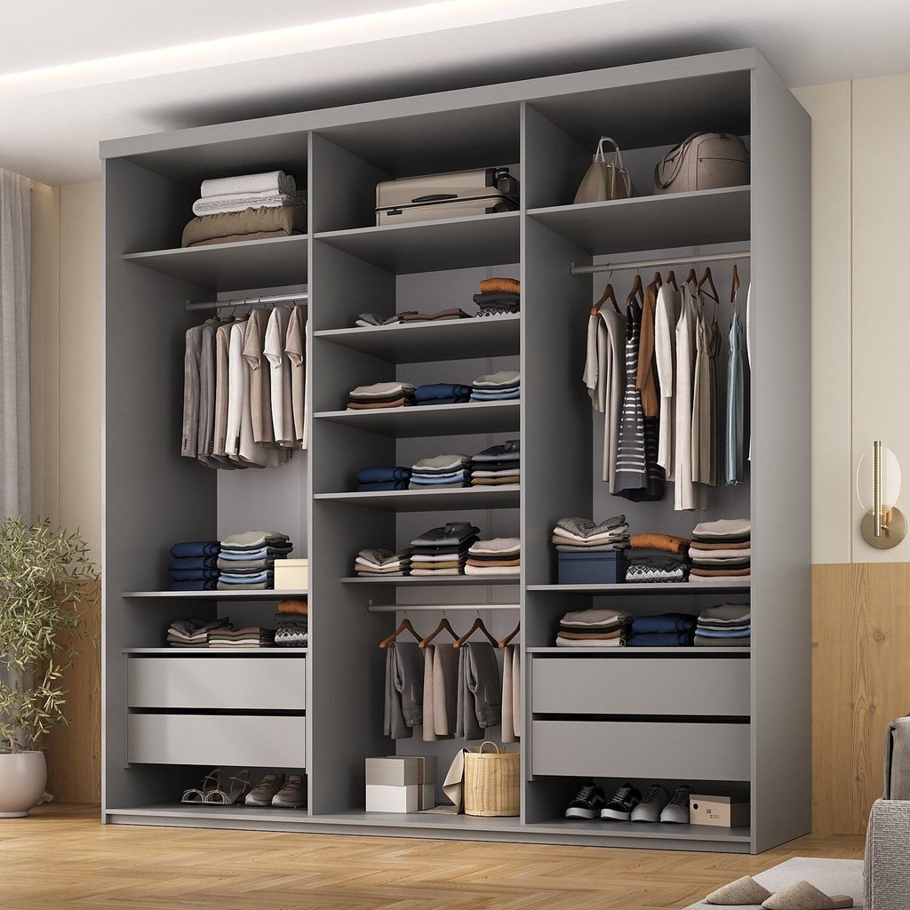 Closet Casal 100% Mdf 208cm 4 Gavetas Moutier | Shopee Brasil