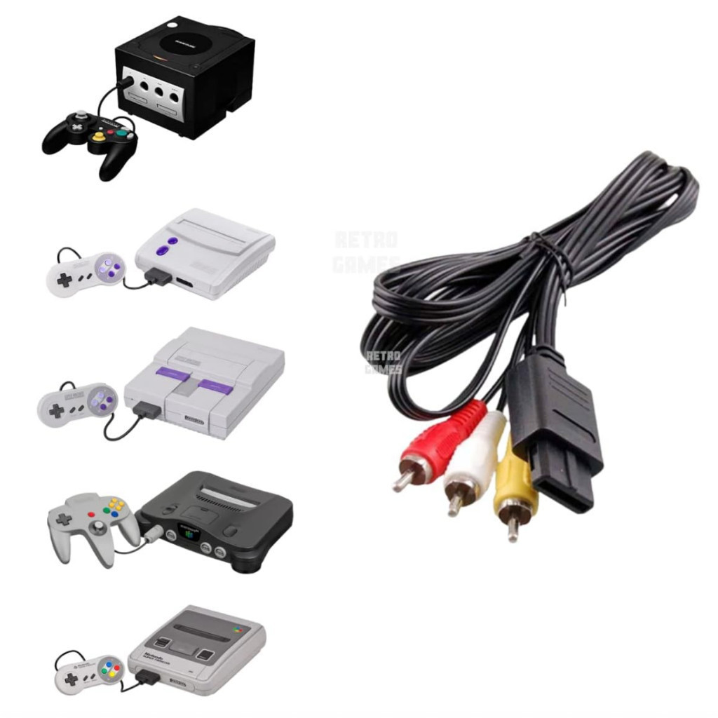 Cabo Av Audio E Video Rca Super Nintendo Gamecube N64 | Shopee Brasil