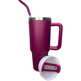 Copo Garrafa Térmica Grande Em Aço Inox Com Alça E Canudo Metal 1200ML — foto 5 — Achou Levou Brasil