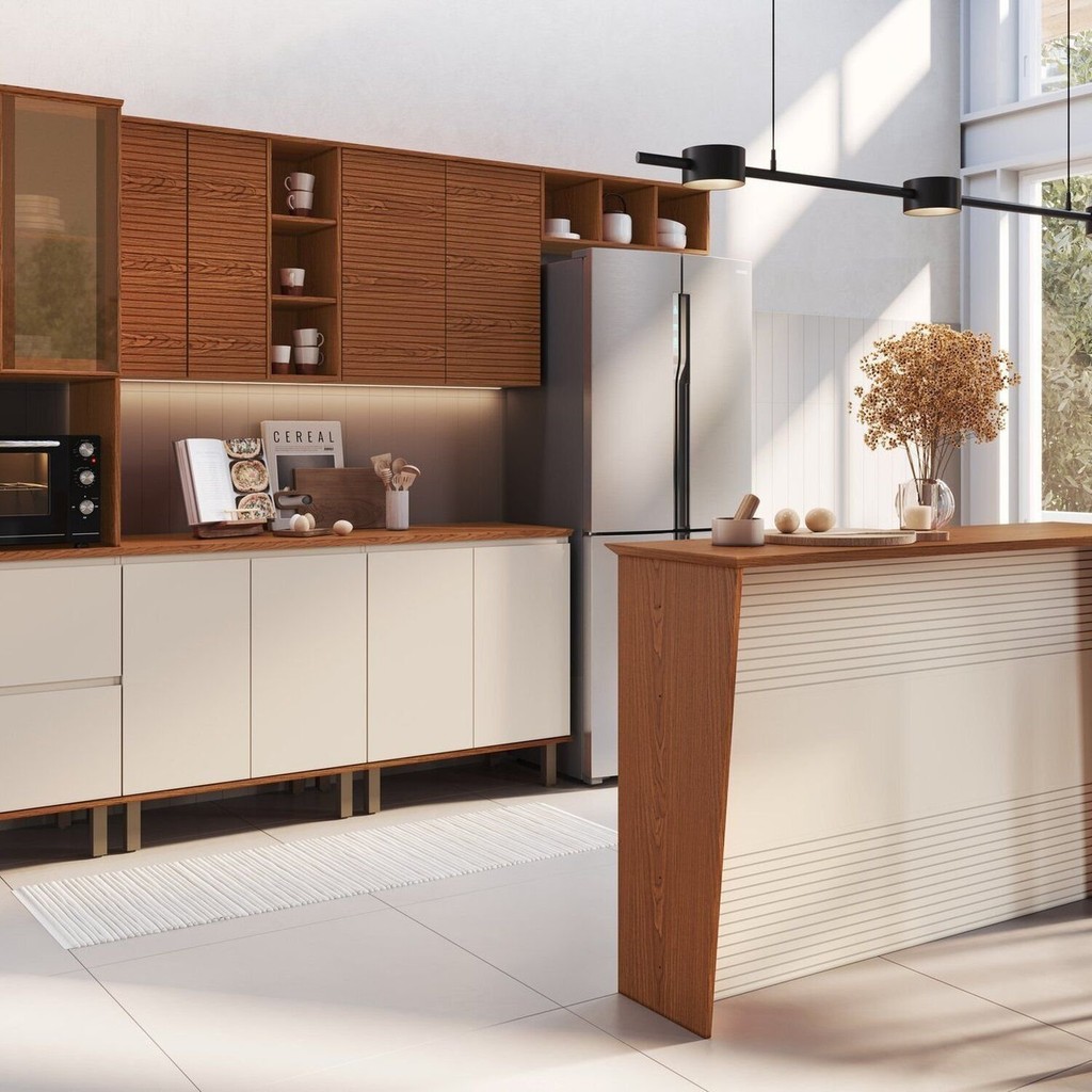 Cozinha Completa Modulada com Bancada Gourmet 100% Mdf | Shopee Brasil