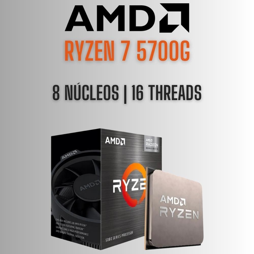 PC Gamer Completo AMD Ryzen 7 5700G, 16GB DDR4, SSD 512GB, 500W