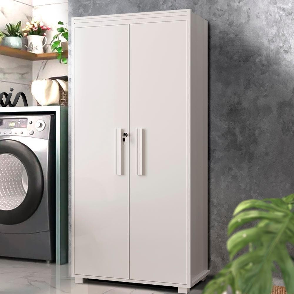 Armário Para Lavanderia 2 Portas Branco Plaka Shop JM