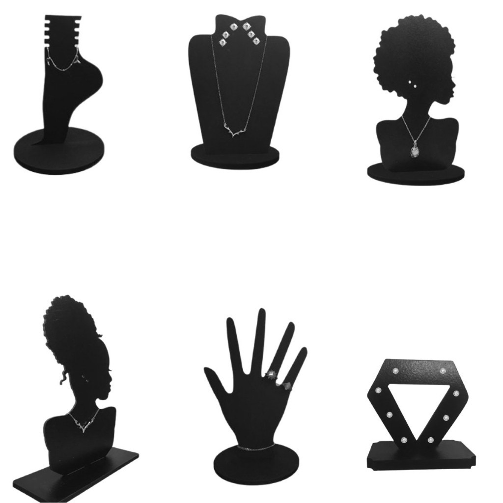 Kit 6 Expositores Porta Biju Joia Brinco Anel Colar Tornozeleira em MDF