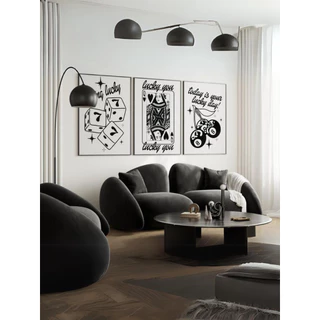 Kit 3 Quadros Decorativos Lucky You 777 Preto Moderno
