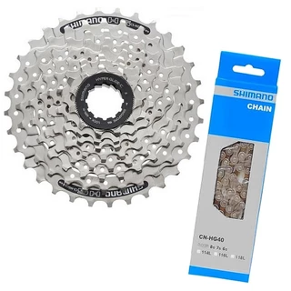 CASSETE SHIMANO ACERA CS-HG41 11-32D + CORRENTE SHIMANO HG40 116 ELOS - 8V