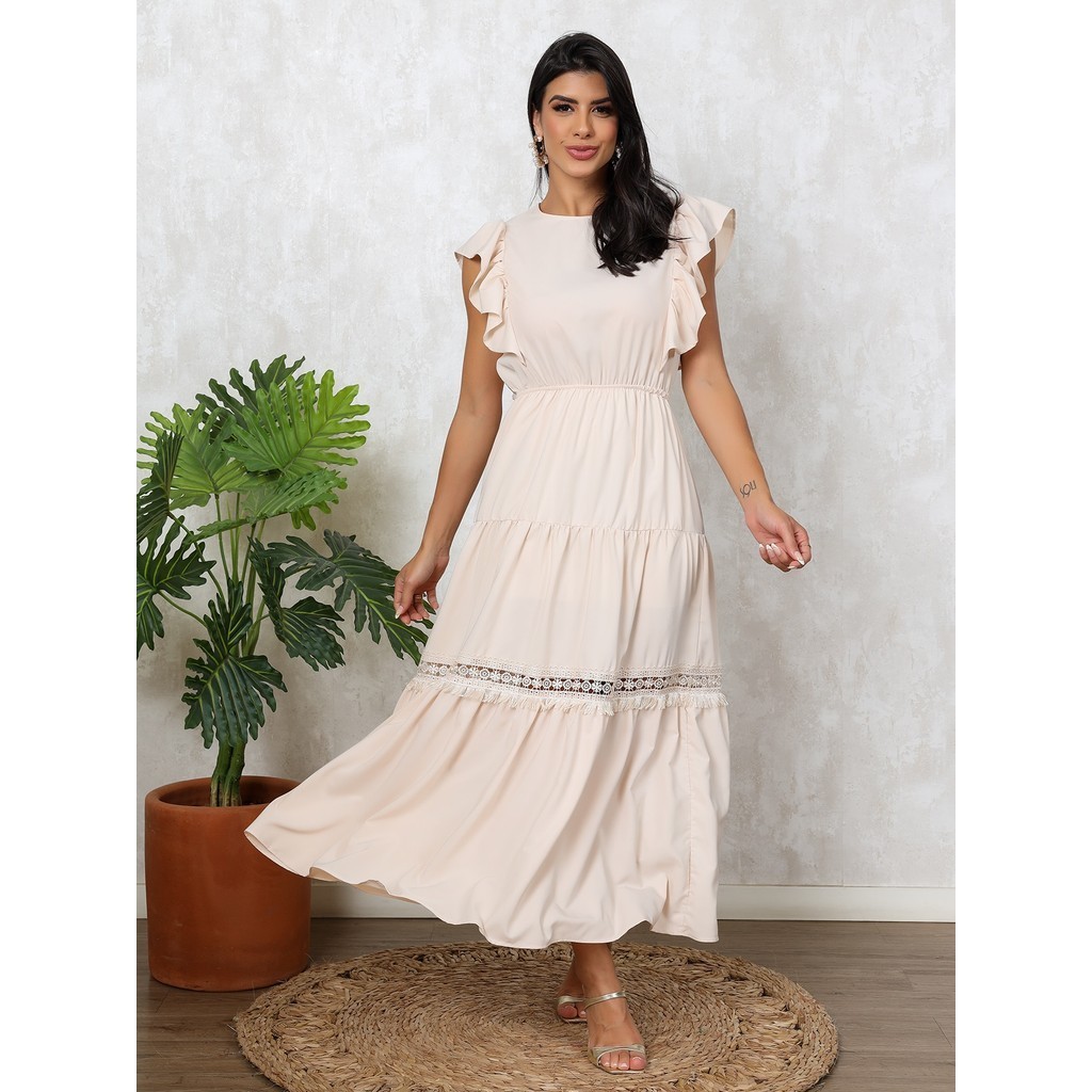 Vestido Longo Babada