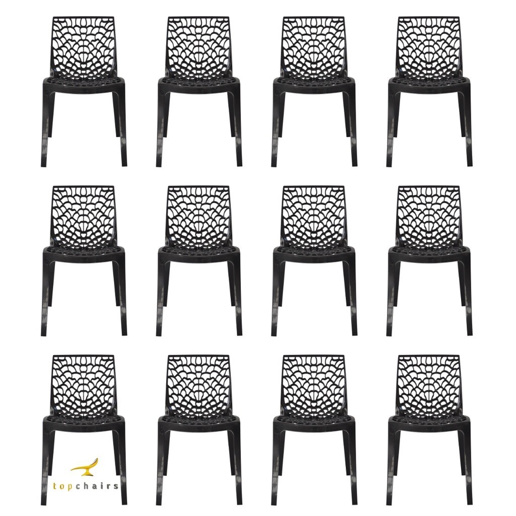 12 Cadeiras Gruvyer Top Chairs Preta Sala Jantar Cozinha Area Gourmet