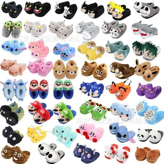 pantufa casal，Chinelos de Anime Cartoon, Chinelos de Algodão de Casal de Pelúcia, Sapatos de Algodão Quente de Inverno de Outono