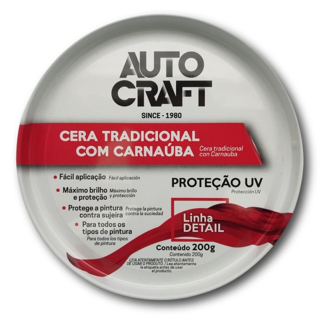 Cera Automotiva Auto Craft em Pasta 200g Proteção UV e Brilho com ...