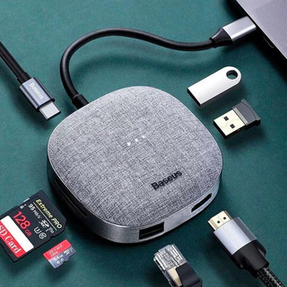 Baseus Hub USB-C 7 em 1 Thunderbolt 3 HDMI + RJ45 + USB + SD