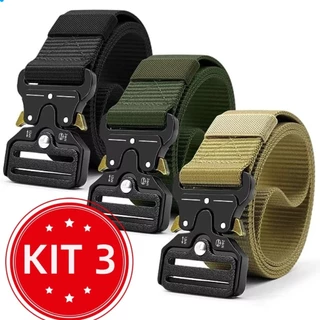 Moda Cinto Largo Masculino Nylon Fivela Liga de Zinco e Engate Rápido