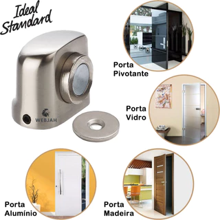 Prendedor Fixador Trava Porta Magnético Batedor Rodapé Piso Inoxidável Imã Resistente Adesivo 3M