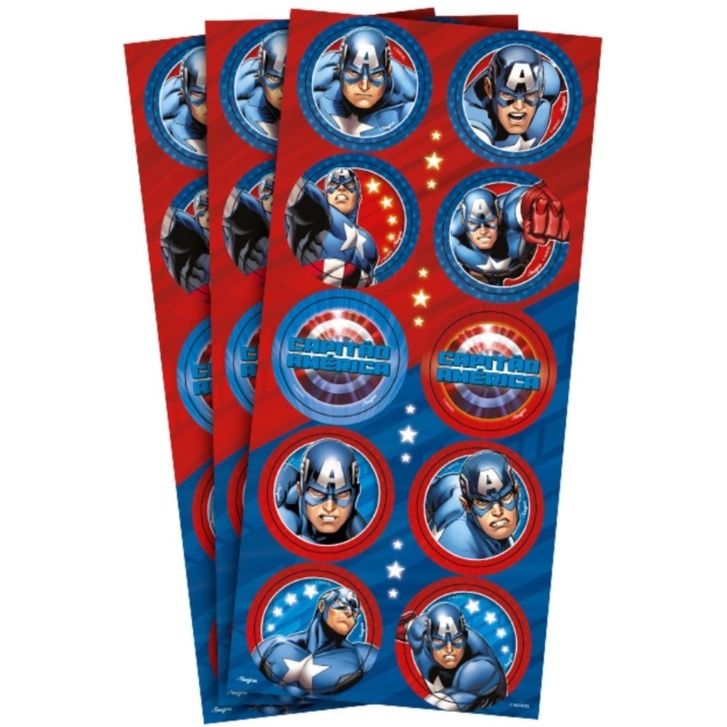 Adesivo Capitão América Redondo 30 Unidades | Shopee Brasil