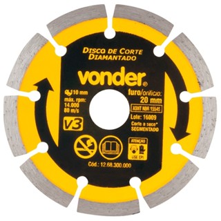 Disco diamantado segmentato para concreto 110 mm - Vonder