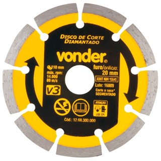 Disco diamantado segmentato para concreto 110 mm - Vonder