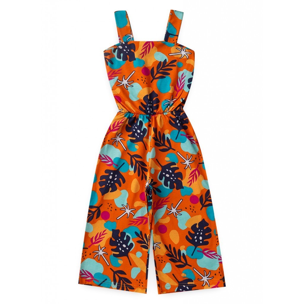 Macacão Feminino Infantil Tropical Laranja