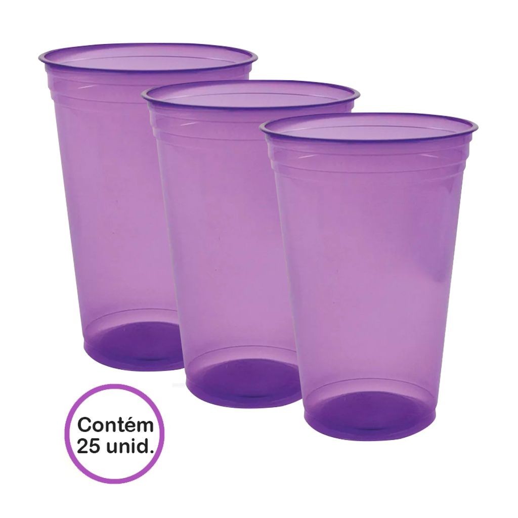 Copo Descartável Neon Balada Roxo 300Ml c/25 unid. - Copobras | Shopee ...