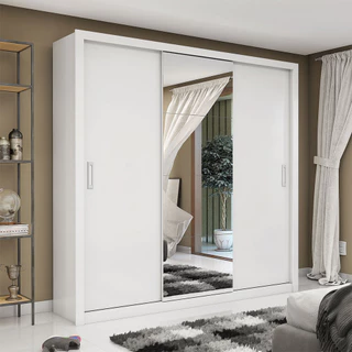 Guarda Roupa 3 Portas de Correr com Espelho Central Bahia Plus em Oferta na Shopee