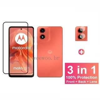 Protetor De Tela 3 Em 1 De Cobertura Total Para Motorola Moto G04s Edge 40 50 Ultra Fusion Pro Neo Filme De Vidro Temperado E Traseiro Com Câmera