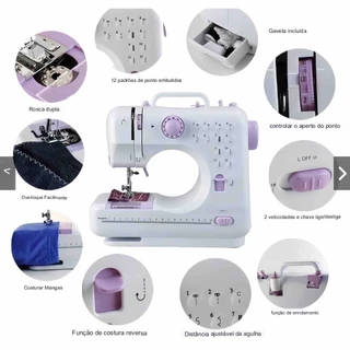 Mini Máquina De Costura Multifuncional Doméstica Composta de 12 Pontos