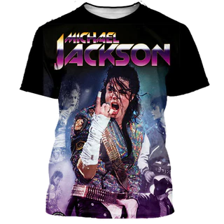 Michael Jackson Homens E Mulheres 3D Imprimir Camiseta Grande Casual Cantor Tops Manga Curta Roupas Infantis Moda De Verão