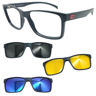 Armação de Grau Hb Azul Fosco 0339 312 com 3 Clipons