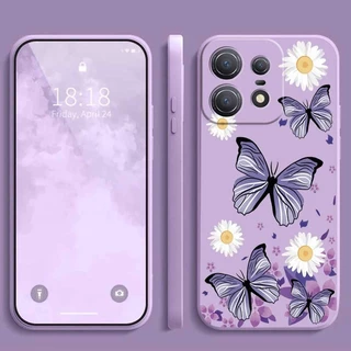 Motorola Edge 50 Pro MOTO edge50 Borda De Silício Reto Butterfly Little Daisy Flower Casing Capa Líquida Elegante