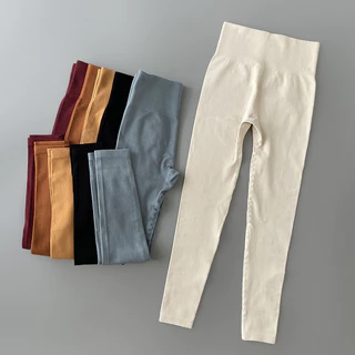 Leggings de malha Vestimenta para senhoras Vestimenta para senhoras Elevador de quadril sem costura Cor sólida Calças esportivas Skinny Running Yoga Fitness Trou roscado