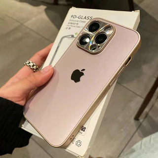 Caixa De Telefone Dura Fosca Premium Rose Gold AG Para IPhone 15 12 13 14 11 Pro Max 15 Plus CD Metal Lente Embrulhada Protegida Anti-Impressão Digital PC