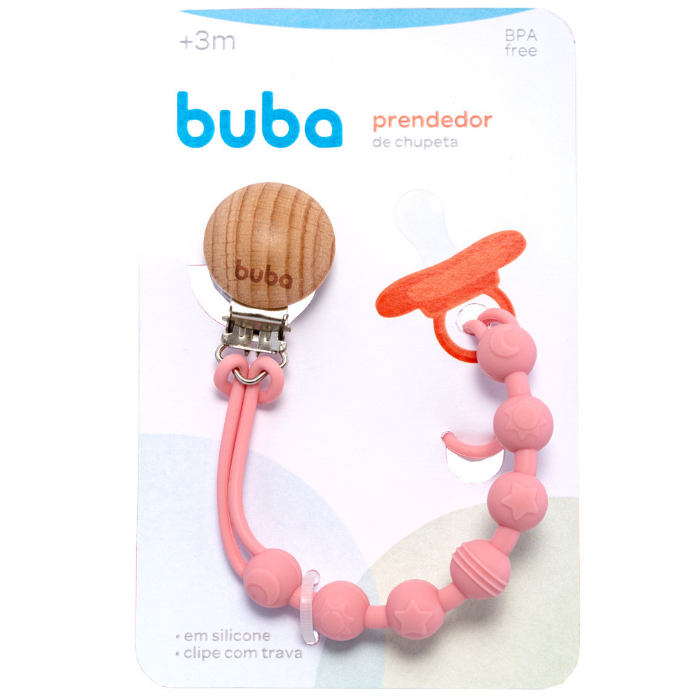 Prendedor De Chupeta Em Silicone Buba Rosa Prender bico | Shopee Brasil