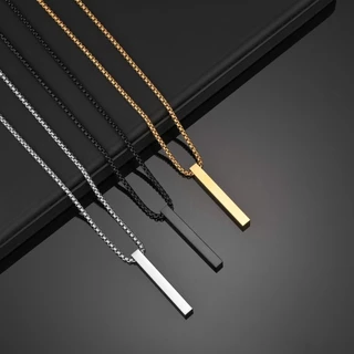 Corrente Colar Masculino Aço Inoxidável + Pingente Retangulo Dourado/Prata/Preto