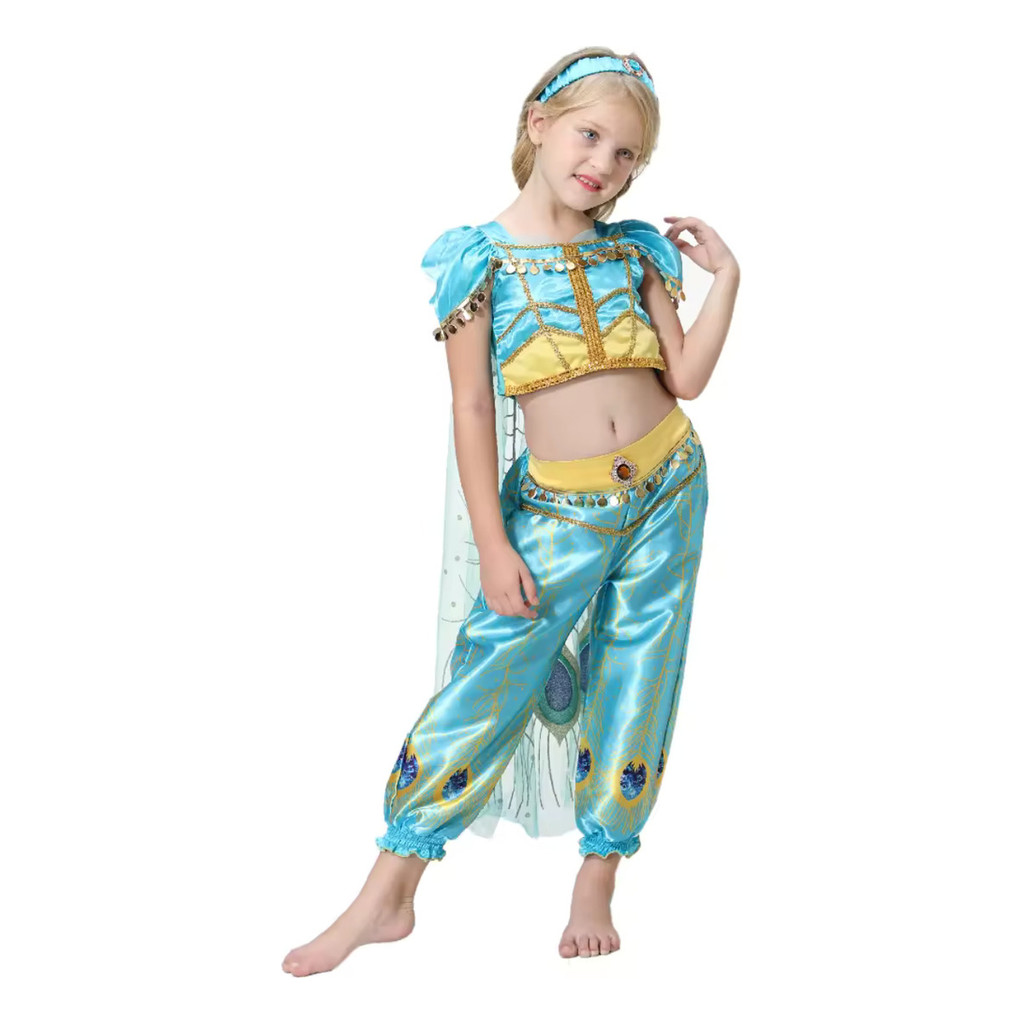Fantasia Infantil Feminina Carnaval Princesa Jasmine Luxo | Shopee Brasil