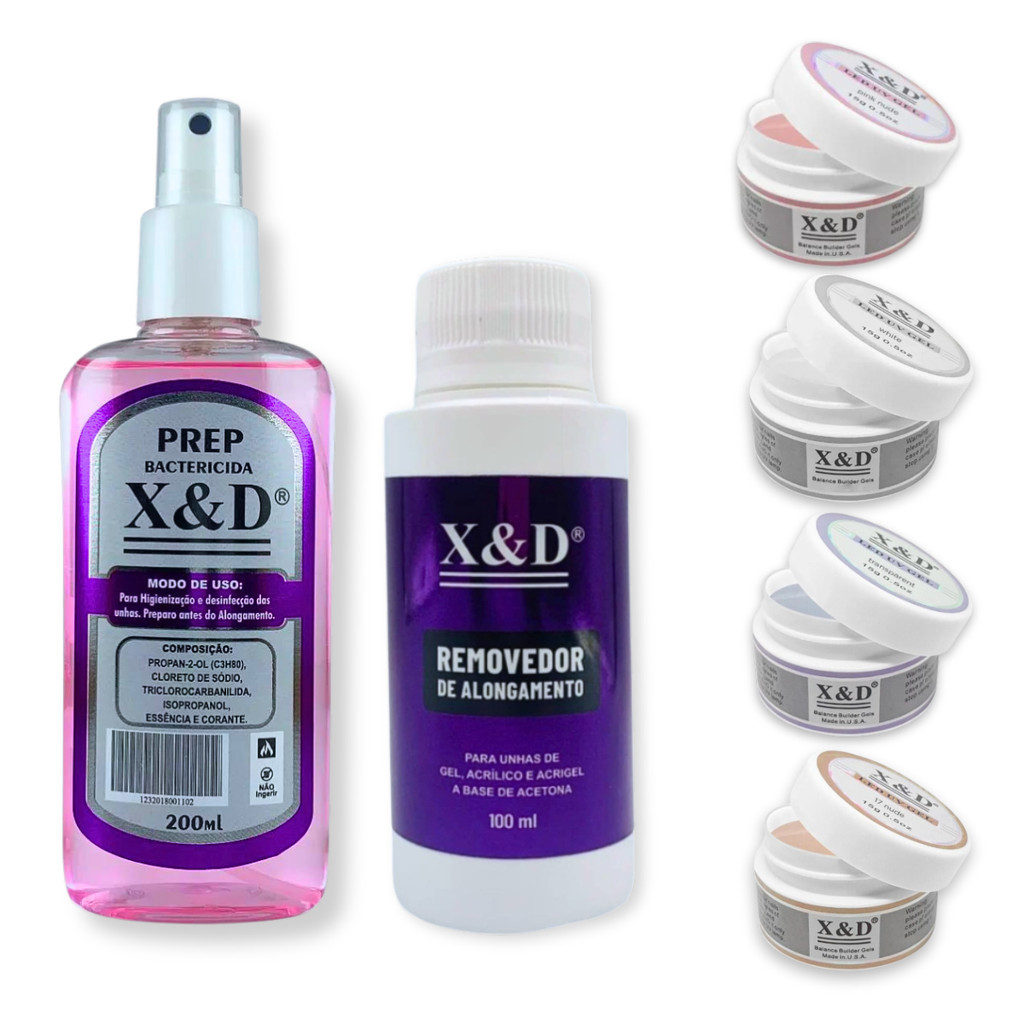 Kit Prep 200ml + Removedor De Esmalte Em Gel + Gel De Unhas 15g X&d ...