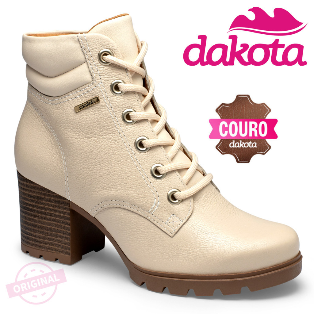 Bota Dakota Couro Legitimo Verdadeiro Original Feminina Coturno Salto ...