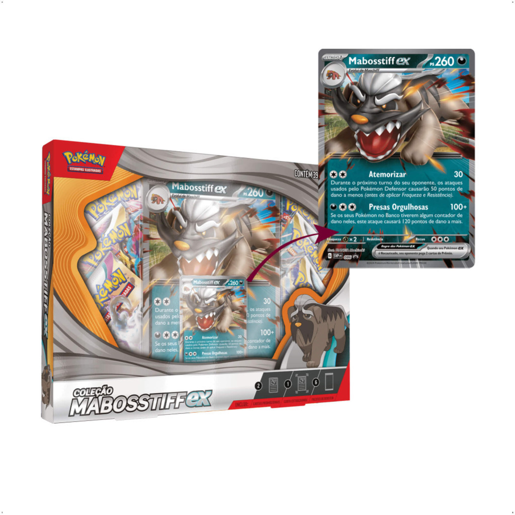 Pokemon Box Mabosstiff EX TCG Estampas Ilustradas Copag 33944