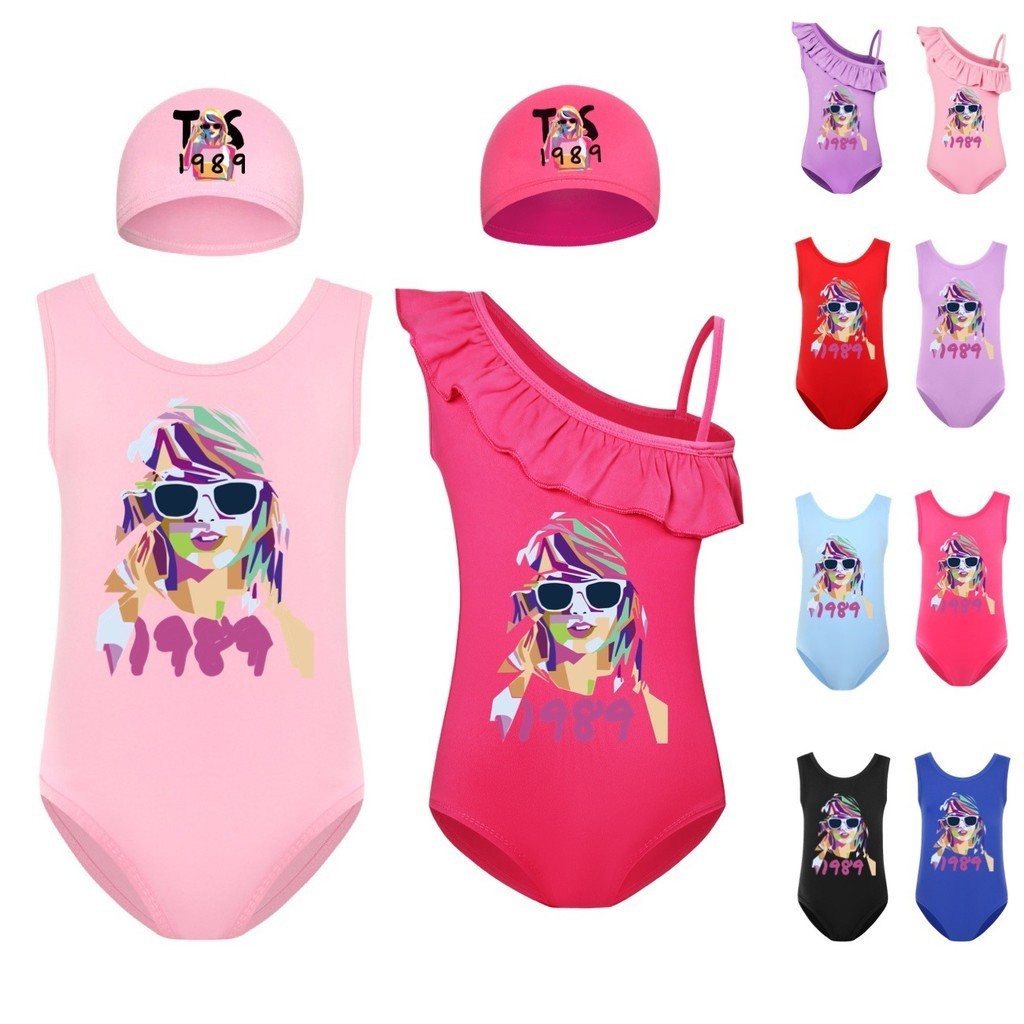 Taylor Swift Conjunto De Fatos De Banho Impressos Para Crianças Anime  One-Piece Suits Set Com Roupa De Biquíni Meninas Cap Girl | Shopee Brasil