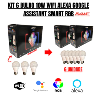 KIT 6 Lâmpada Inteligente AVANT LED Smart WI-FI Alexa 10W RGB (2700K-6500K) Bivolt