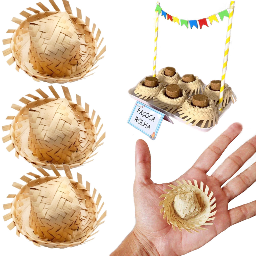 20 Mini Chapéu De Palha Festa Junina Arraial Caipira | Shopee Brasil