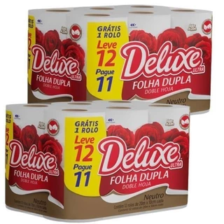 Papel Higienico Folha Dupla Neutro Deluxe 12 Rolos ou 24 Rolos 20m