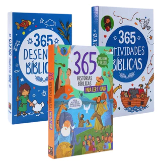 Kit Livro Infantil: 365 Desenhos Bíblicos + Atividades Bíblicas + Histórias Para Ler e Ouvir