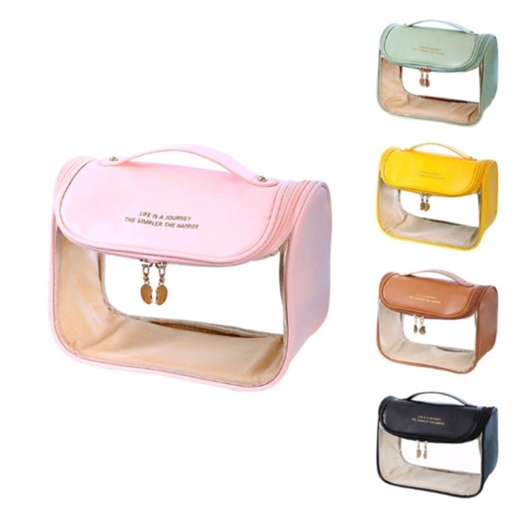 Bolsa Cosmética Feminina de Grande Capacidade Feminina Portátil Saco Higiênico de Viagem Transparente