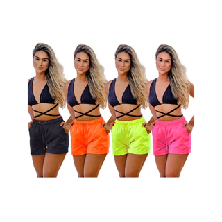 Short Feminino Adulto Liso Tactel Premium
