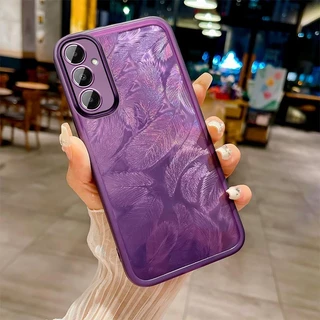 Para Samsung Galaxy A25 A35 A55 A15 M55 M54 M34 M14 A13 A14 A05S A24 4G 5G Capa De Telefone Com Padrão De Penas De Luxo Proteção Total Da Câmera Traseira Macia À Prova De Choque