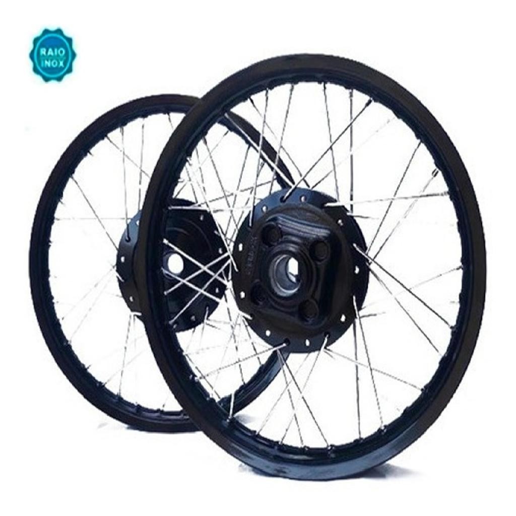 Par Roda Preta Cubo Preto Titan 125 00/04 Fan 125 05/08 Inox